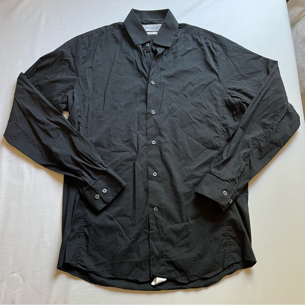 NINA RICCI black button up long sleeve shirt